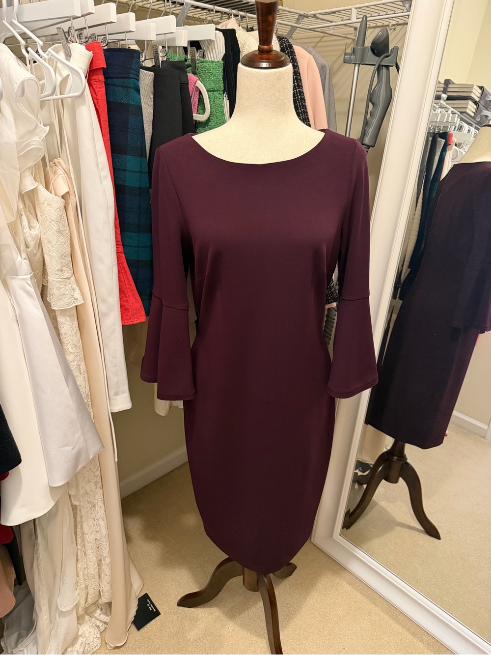 Calvin Klein Bell Sleeve Sheath Dress